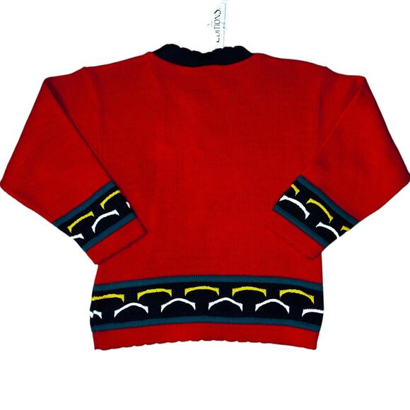 Vintage 80s Basic Editions Christmas Holiday Teddy Bear girls sweater 7/8 new - Picture 2 of 7